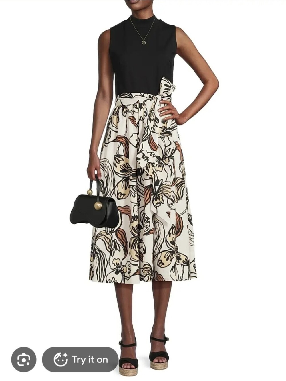 Lilly Pulitzer Women's Black/White Prima Floral Irisistable Midi Dress Sz 14